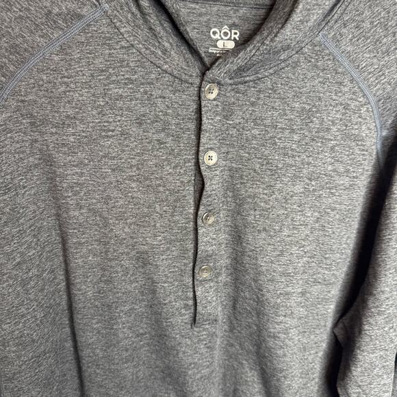 QOR QORtec Stretch Hoodie Henley Lightweight Pullover Heather Charcoal Large - Picture 4 of 8